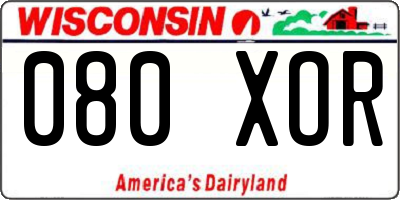 WI license plate 080XOR