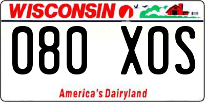 WI license plate 080XOS