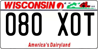 WI license plate 080XOT
