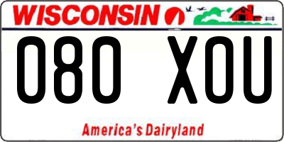 WI license plate 080XOU