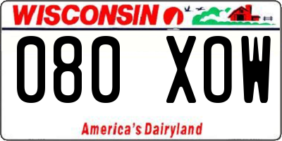 WI license plate 080XOW