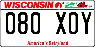 WI license plate 080XOY