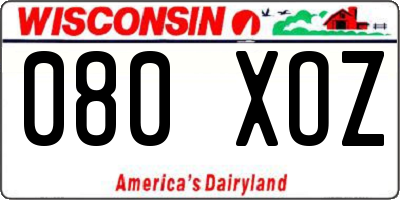 WI license plate 080XOZ