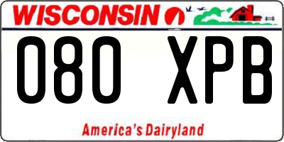 WI license plate 080XPB