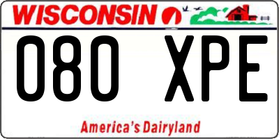 WI license plate 080XPE