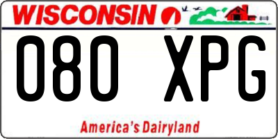 WI license plate 080XPG