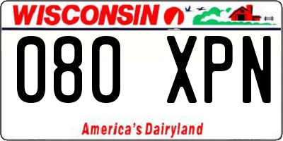 WI license plate 080XPN