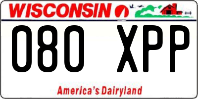 WI license plate 080XPP