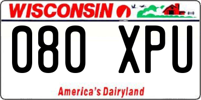 WI license plate 080XPU