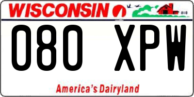 WI license plate 080XPW