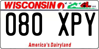 WI license plate 080XPY