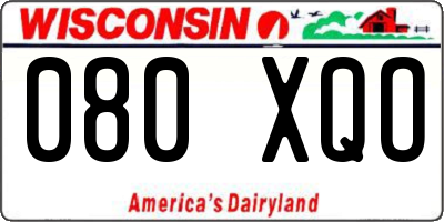 WI license plate 080XQO