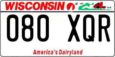 WI license plate 080XQR