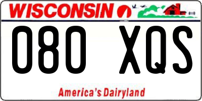 WI license plate 080XQS