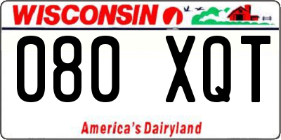 WI license plate 080XQT