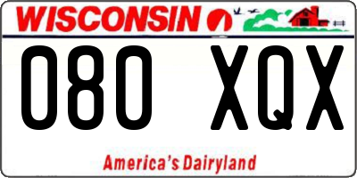WI license plate 080XQX