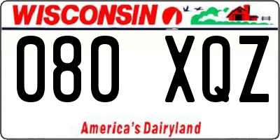 WI license plate 080XQZ