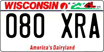 WI license plate 080XRA