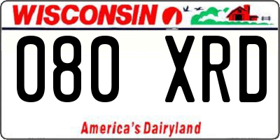 WI license plate 080XRD