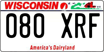 WI license plate 080XRF