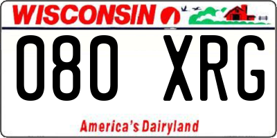 WI license plate 080XRG