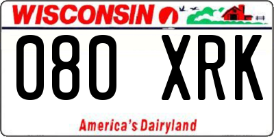 WI license plate 080XRK