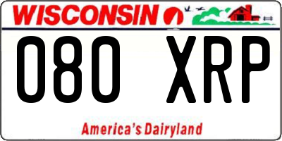 WI license plate 080XRP