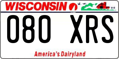 WI license plate 080XRS