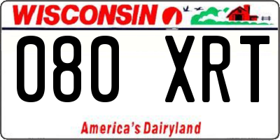 WI license plate 080XRT