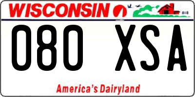 WI license plate 080XSA
