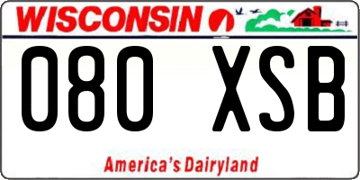 WI license plate 080XSB