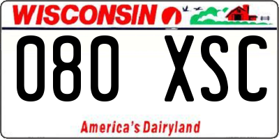 WI license plate 080XSC