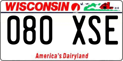 WI license plate 080XSE