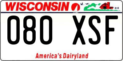 WI license plate 080XSF