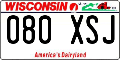 WI license plate 080XSJ
