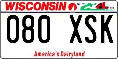 WI license plate 080XSK