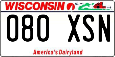 WI license plate 080XSN