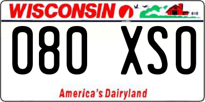 WI license plate 080XSO