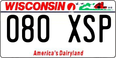 WI license plate 080XSP