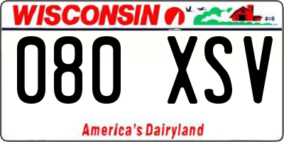 WI license plate 080XSV