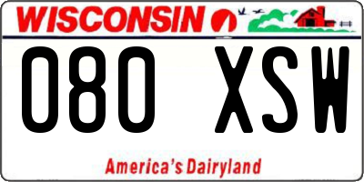 WI license plate 080XSW