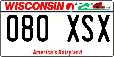 WI license plate 080XSX