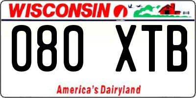 WI license plate 080XTB