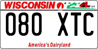 WI license plate 080XTC