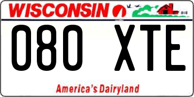 WI license plate 080XTE