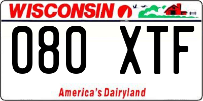 WI license plate 080XTF