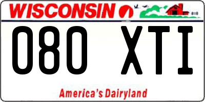 WI license plate 080XTI