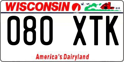 WI license plate 080XTK