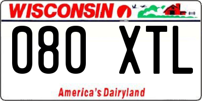 WI license plate 080XTL