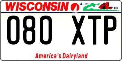 WI license plate 080XTP